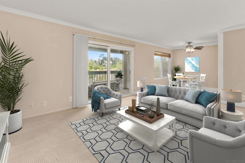 VIEWS! Come and enjoy one of the best locations within the complex providing spectacular views! Don’t miss this rare opportunity to live in a condominium perfectly located next to superb shopping, San Diego’s most beautiful beaches, world class golfing and an array of restaurants, movie theaters, schools and public transportation. Situated in the sought-after Villa La Jolla community, this designer one-bedroom, one-bathroom condo offers resort-style living with every convenience at your fingertips. Open the slider wide to allow cool ocean breezes to flow through and create a serene indoor outdoor atmosphere. The upgraded kitchen is illuminated by recessed lighting and features gorgeous cabinetry, granite counters and sleek appliances. Two large closets provide plenty of storage space to keep you organized. Villa La Jolla provides an array of amenities, including a sparkling pool, relaxing spa, clubhouse, community laundry facilities and fitness room—all surrounded by lush, well-manicured landscaping. The condo also includes one assigned carport parking space for added convenience and a balcony storage closet. Whether you’re searching for a permanent home, weekend retreat, or investment property, this conveniently located residence offers the best of coastal living in La Jolla. Experience the perfect blend of relaxation, community amenities, and activities—just minutes away from the sand!