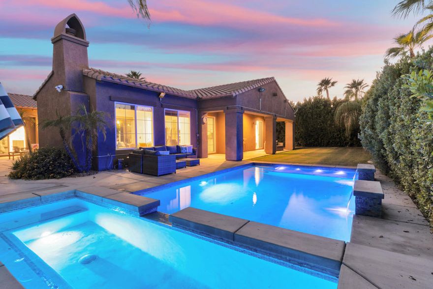 Experience resort-style living in Santo Tomas, a private, gated, lake community in Rancho Mirage. Residents enjoy a 9-acre lake with waterfalls, boat launch, and a sports membership at Mission Hills Country Club offering pickleball, tennis, fitness, swimming, dining, and social events. This beautiful 3-bedroom, 3-bath home offers a spacious open floor plan with soaring ceilings, an abundance of windows that allow natural sunlight to flood the interior of the home, multiple entertaining spaces, and seamless indoor/outdoor living. The gourmet kitchen features a large island, stainless steel appliances, and a nearby butler's pantry, flowing effortlessly into the great room and dining areas. The oversized primary suite provides privacy and separation with a spa-inspired bath with dual vanities, stunning walk-in shower, and generous walk-in closet. The Guest suites are on the other side of the home, sharing a Jack-and-Jill bath. There is an additional powder room, laundry room with sink, and attached two-car garage. Outdoors, enjoy both a central courtyard and an expansive backyard retreat with covered patios, along with a private pool and spa. Whether hosting dinner parties in the shade or relaxing by the water, this home is designed for desert living at its finest. With low HOA dues and access to Mission Hills Country Club, plus proximity to downtown Palm Springs, El Paseo shopping, world-class golf, and Aqua Caliente Casino, this Santo Tomas residence is the perfect blend of privacy, luxury, and lifestyle.
