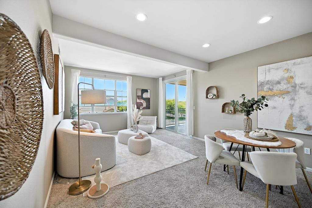This bright and spacious corner unit, conveniently located close to the elevator in a secure complex, is a rare find! The well-appointed kitchen features granite countertops, a breakfast bar, all stainless steel appliances, and plentiful cabinetry. It opens directly onto a large, light-filled living/dining area and an oversized covered patioperfect for al fresco dining and entertaining guests. Three generous bedrooms include a private master suite with two large closets and an adjoining spa-style bath, plus a full guest bath and in-unit laundry. Residents enjoy access to a sparkling community pool, fitness center, and childrens play area. Two reserved side-by-side parking spaces are located in the underground garage. Ideally situated, its a short trip to Rivermark Plaza shopping and Don Callejon School, and just steps to the peaceful Guadalupe River Trail. Oracle is right across the street, Levis Stadium is a short walk away, and commuting to high-tech employers is a breeze!