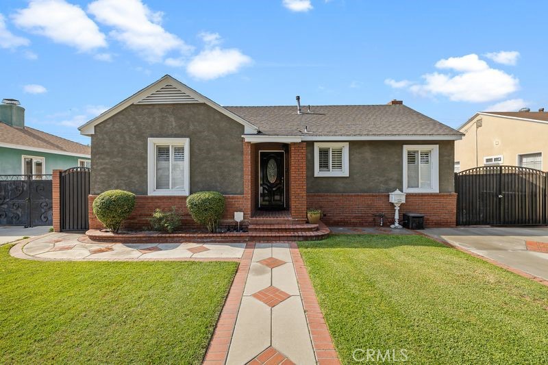 Welcome home! Absolutely charming 3 bedroom, 2 bath open floor plan home with a pool! A must-see home tucked away in the most desirable part of Norwalk and sits across from New River Park where you can enjoy walks, jog, playgrounds or entertain gatherings. This single-story home has been beautifully updated and ready to move in. Walk into a large, bright open floor living space and entertain with style. Gorgeous Travertine stone floors throughout the living space, lovely crown and base molding, lots of windows with Hunter Douglas shutters throughout and a beautiful brick layered, wood burning fireplace to bring warmth to the home. Flow into a stunning kitchen and enjoy cooking with customized cherry wood, cabinets from floor to ceiling, granite countertops throughout and a stunning island. Equipped with a 6-burner stove, oven, microwave, refrigerator with waterline hook-up, double sink, dishwasher, plenty of storage space, including a pantry. Moving down the hall you will find two full size bedrooms, with shuttered windows, mirrored closets. At the end of the hall is the guest bathroom with a shower. Tucked away in the hallway is where you will find new GE, stackable, frontal load washer and dryer with extra storage space. Off to the right is the Primary bedroom and private bath. This custom bathroom lined with Travertine stone is such a gem. Featuring a tile shower with a fitted bench, spa bathtub with jets, large private sliding screen door which opens out into the background with a view of the private pool. Step outside into the backyard with maximum privacy surrounding the private pool with regulated 8-foot walls, plenty of space to entertain, BBQ and convenient outdoor shower to rinse off. Along the side of the home is a detached 2 car garage with a long desirable driveway and storage space behind the garage. This home comes complete with full
copper plumbing, updated electrical panel, central air and heat, sprinkler system and a low maintenance yard. You would be within reach to 605 freeway, 1-5 freeway, shopping centers, the San Gabriel River Trail, and in the Norwalk-La Miranda Unified School District, with New River elementary school steps away. This home will sell fast, so request a private walk through today!