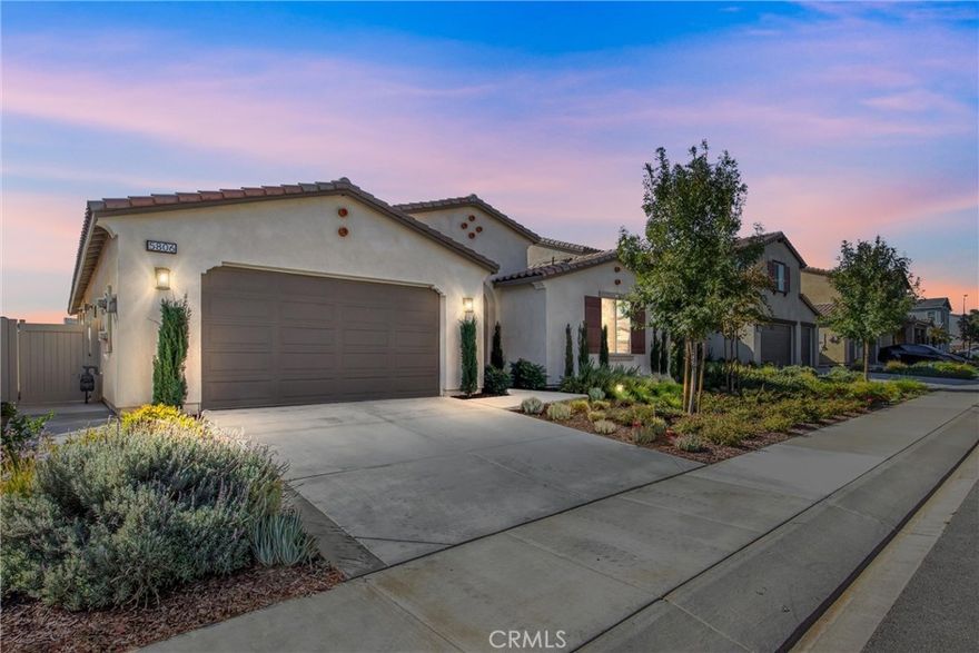 Welcome Home!!! Newer  Built  luxury large  home in Atwell community of Banning, this home features Open Concept floor plan with luxury items such as Modern kitchen with quartz countertops, stainless steel appliances, kitchen opens to a large family room with light filtered windows,  waterproof laminate flooring, 4 large bedrooms including a primary bedroom  with upgraded  custom barn door,  walk in closet & primary bathroom with walk in shower & double vanity with quarts countertops.  The other  bedrooms can be used for offices, guest bedrooms, playrooms, etc.  This home comes with the following upgrades: luxury laminate  vinyl waterproof flooring, barber carpets in all bedrooms, each bedroom is pre-wired for ceiling fans, kitchen and all bathrooms have upgraded quarts countertops, upgraded stainless steel kitchen sink, extra electric outlets in the Garage, upgraded extra tall toilets, upgraded hardware and faucets, throughout the house, alum wood patio cover, upgraded large concrete patio area and backyard landscape, turf plants and rock. The 3 car Tandem Garage offers plenty of space for cars and storage.  This home is a "smart home" pre wired for security Ring system, wi-fi etc.  The Solar  is leased. Buyers must assume Solar lease.  Bring your buyers with confidence!    Buyers and their Agents to do their due diligence to their contractual satisfaction.    Welcome home!