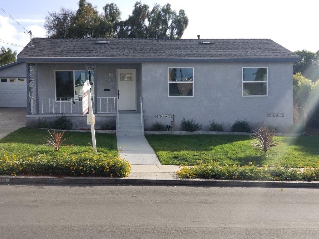 Ready to move in beautiful remodeled open floor plan. Great for the growing family. Large family room great for family entertainment. New roofs on house and garage. New windows, stucco, recessed lightning, kitchen cabinets and counters, new baths, driveway for 6 cars off street parking, fenced backyard, room to possibility build on garage for granny flat, and much much more. FAH/AC. New plumbing and electrical. Neighborhoods: Valencia Park Equipment: Range/Oven Other Fees: 0 Sewer: Sewer Connected Topography: LL