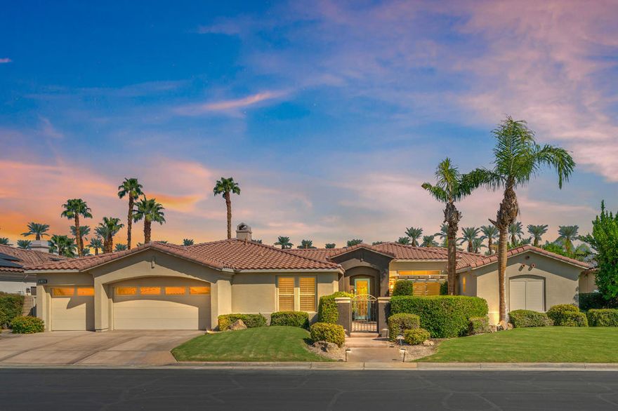 Escape to the ULTIMATE DESERT RETREAT in the heart of prestigious Indian Wells! Ever so inviting, in the charming gated community of Sundance. Located at 75940 Camino Cielo, featuring 3 spacious Guest Ensuites, Primary Bedroom with sitting area and 5 bathrooms spanning over 2800 sq ft of elegant living space, with low maintenance ease  As you step into your  private courtyard you'll be greeted by the serene ambiance with views of Ikes Peak , against the backdrop of desert surroundings. The perfect spot  to relax as you ease into your day.  Upon entry take note of the open living room, dining room combination; Creating a bright and airy atmosphere, perfect for entertaining or simply enjoying quality time with  Family and Friends! At the heart of this home is the thoughtfully  remodeled chief inspired kitchen boasting sleek quartz counters and a professional grade Dacor gas range to engage your culinary talents! The oversized kitchen island offers guest seating and opens to the Family Room warmed by the fireplace, completed by a custom wall with lighted niches for your fine art. The Primary Suite is complimented by a luxurious spa like bathroom; Fabulously separated from the Guest Wing for ultimate privacy! Savor the splendor of the outdoor living areas featuring a sparkling pool/ spa, covered seating and lounging area completed by a beautiful garden! Truly indoor/outdoor living at it's FINEST! Enjoy an easy lifestyle here... Close to Golf, Tennis , Exquisite Dining and More! The Perfect Turnkey Location in Indian Wells, ready to be enjoyed for The Season or longer. Come Treat yourself!!!!