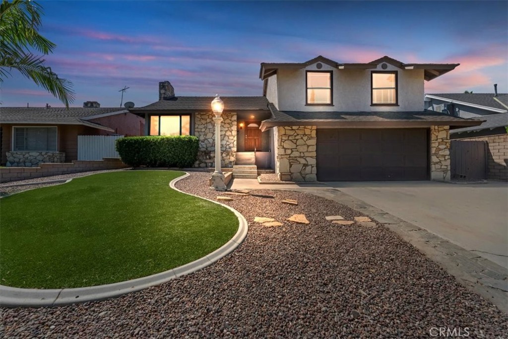 Pool Home with Two Primary Bedrooms, Golf Course & City Light Views. This unique split-level home offers two primary bedrooms and a relaxing backyard with a pool, all with beautiful views of the golf course and city lights. The front yard features drought-resistant landscaping for easy maintenance and water savings. You enter on the mid-level, where you’ll find the living room, kitchen, dining area, and a bonus room/office that opens to the deck in the backyard. The lower level features the first primary bedroom with its own bathroom and direct pool access, plus the laundry room and garage with an additional heated and cooled room. Upstairs, you’ll find the second primary bedroom and bathroom with a walk-in shower, a guest bathroom, and two more bedrooms—one with a walk-in closet. This home has been upgraded throughout, including quartz countertops, gas cooktop, new oven, new paint, new carpet, updated plumbing from the meter through the house, a whole-house water filter system, and a full electrical rewire with an upgraded panel. The HVAC system, ductwork, and insulation have been replaced, along with a tankless water heater and dual-pane windows. Both upstairs bathrooms have been fully updated with new tile and drywall, and the pool has been resurfaced with updated lighting and equipment.
The backyard offers multi-level decks, built-in seating, and a BBQ area—perfect for entertaining. Located near shopping, dining, and quick access to both the 91 and 15 freeways, this home is ready for you to enjoy.