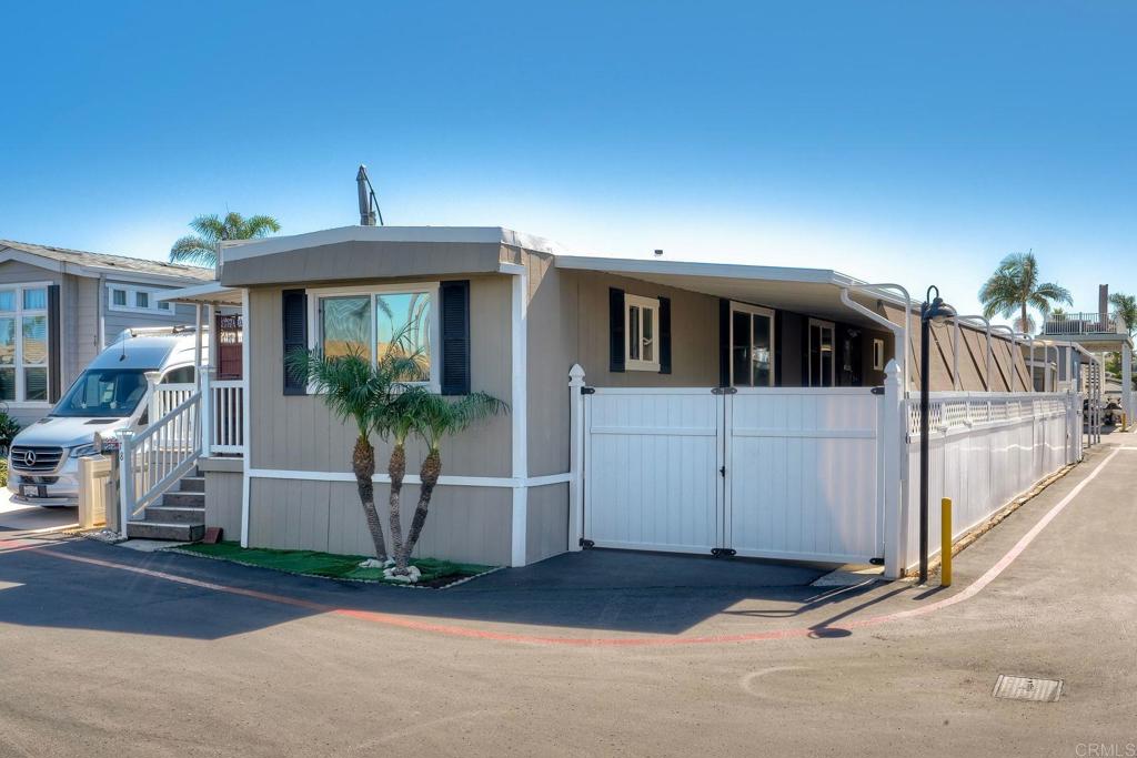Discover the Beach lifestyle in this upscale gated Manufactured Home Community. Across from Ponto beach and South of Carlsbad State Beach. Beautiful 2 bd 1 bath home. Located across from the club house and the heated pool. Plenty of guest parking. Verify Sq Ft COE