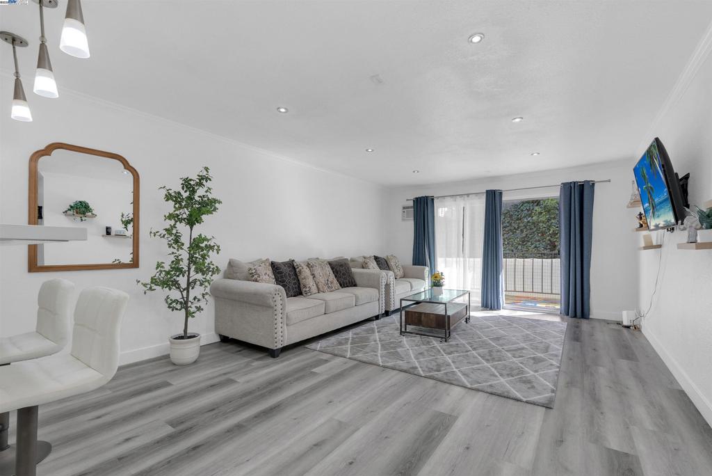 Welcome to this spacious and updated 2-bedroom, 2-bath condo located in one of Castro Valley’s most desirable neighborhoods. This well-maintained unit features a bright and open floor plan with stylish recessed lighting, modern waterproof vinyl flooring, and in-unit washer/dryer for your convenience. The refreshed kitchen boasts sleek quartz countertops, stainless steel appliances, and contemporary refaced cabinetry—perfect for both everyday living and entertaining. Enjoy your morning coffee or evening unwind on the large private balcony, ideally facing northeast to stay cool in the summer and shielded from bay winds in the winter. Additional highlights include two dedicated parking spaces, extra storage. Located within the sought-after Castro Valley School District, and close to Lake Chabot, BART, major freeways, and local shops and dining, this home offers the perfect blend of comfort and convenience. Whether you're a first-time buyer or an investor looking for a prime rental opportunity, this condo checks all the boxes. Don’t miss your chance to own in this fantastic community—schedule your showing today!