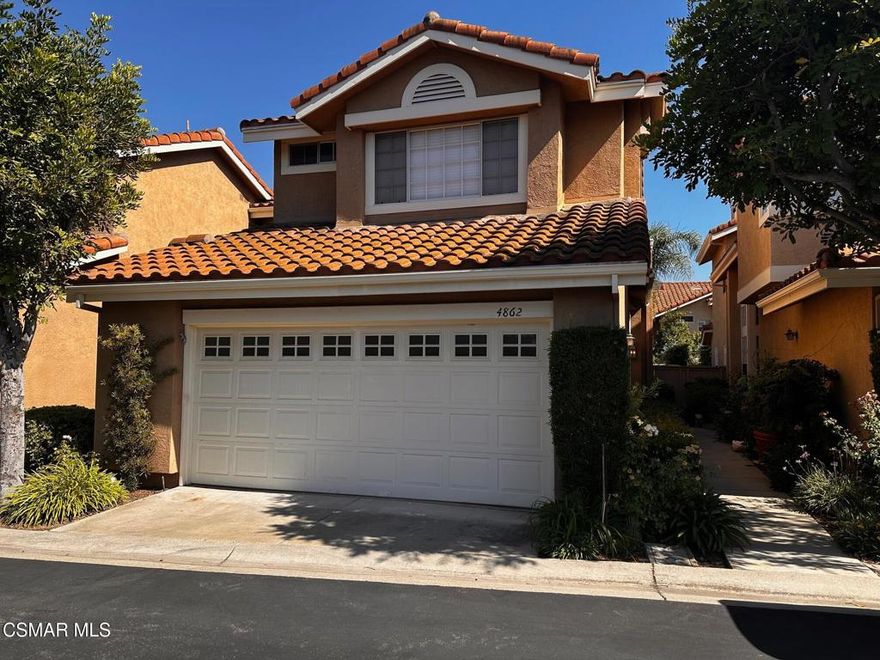 Welcome to this beautiful Capri home! Recently updated with fresh interior paint, new window treatments, and stunning wood-like flooring, this residence is move-in ready. The open floor plan is light and bright, featuring a formal living room, dining area, and a spacious eat-in kitchen. Convenient indoor laundry and a bedroom with a full bath are located downstairs. Upstairs, you'll find two additional bedrooms and two full baths, including a large master suite with a walk-in closet and a luxurious master bath with a soaking tub. The private rear yard offers beautiful palm trees and plenty of space for barbecues and outdoor entertaining. Additional highlights include a two-car garage, central heating and air, and access to community amenities such as pools and tennis courts. Near great parks, hiking and biking trails, dinning, shopping and more.