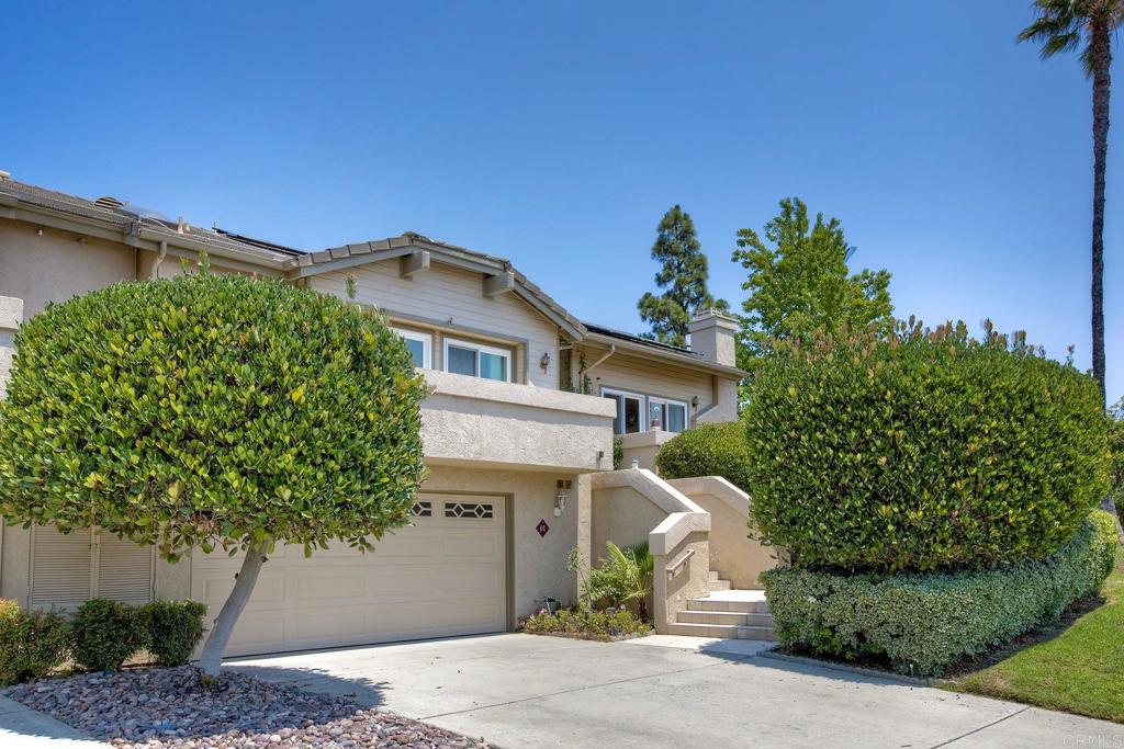 Beautiful townhouse located in gated Terrace Downs of Bonsall. Double door entry enters into great room with soaring ceilings, electric fireplace with blower and 2 built in cabinets. Formal dining area. Wrap around front deck can be accessed from 2 different doors. Private back patio looks out on open space and mature trees. Fantastic kitchen with custom cabinetry and granite counters, Kitchen Aid appliances, double SS sink, whole house intercom system, eat in counter and spacious breakfast nook. Large primary suite features upgraded cabinetry with granite counter top, dual vanities. Deep soaking tub, walk in shower and closet. 2 additional bedrooms and full bathroom in the hall. One bedroom has been converted to an office with custom built in desk and shelving. Laundry room. Recessed lighting. Laminate wood flooring throughout except new carpet in primary and one bedroom. Central HVAC. Owned Panasonic NEM 2.0 solar system for low electric bills. 2 car attached garage. Electric chair lift installed on stairs coming up from garage. 2 community pools. Just minutes to I-15 or Hwy 76. This home is move in ready!