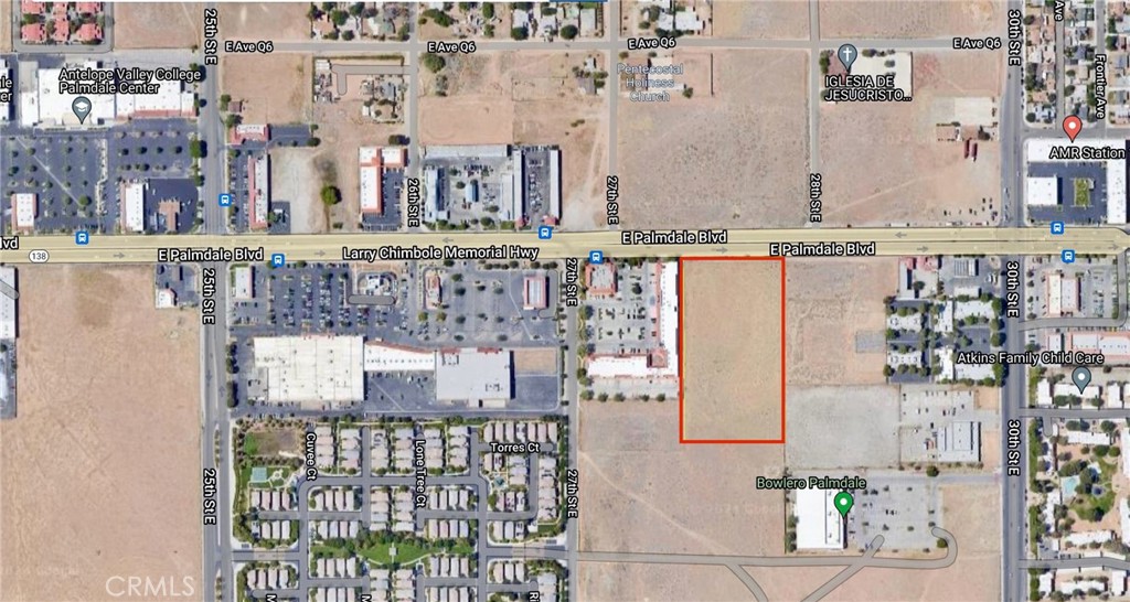 Prime Commercial Parcel on Palmdale Blvd - Exceptional Investment Opportunity! Unlock the potential of this outstanding commercial parcel located directly on high-traffic Palmdale Blvd, offering approximately 330 feet of prime frontage. With Average Daily Traffic (ADT) ranging from 20,000 to 29,999 vehicles, this is a rare chance to secure a premium location in one of Palmdale's most visible and rapidly developing corridors. Strategically positioned on the south side of Palmdale Blvd, the property is designated under the Community Commercial General Plan and is surrounded by established and growing businesses to the east and west. Zoned PDC3*, it's well-suited for low-intensity commercial developments and civic-oriented uses. Notably, the City of Palmdale is in the process of updating its General Plan, which may include potential zoning changes that could facilitate mixed-use development, thereby further increasing the flexibility and long-term value of this parcel. The seller states the city has agreed to install sidewalks and streetlights along the property frontage (buyer to verify with the city).