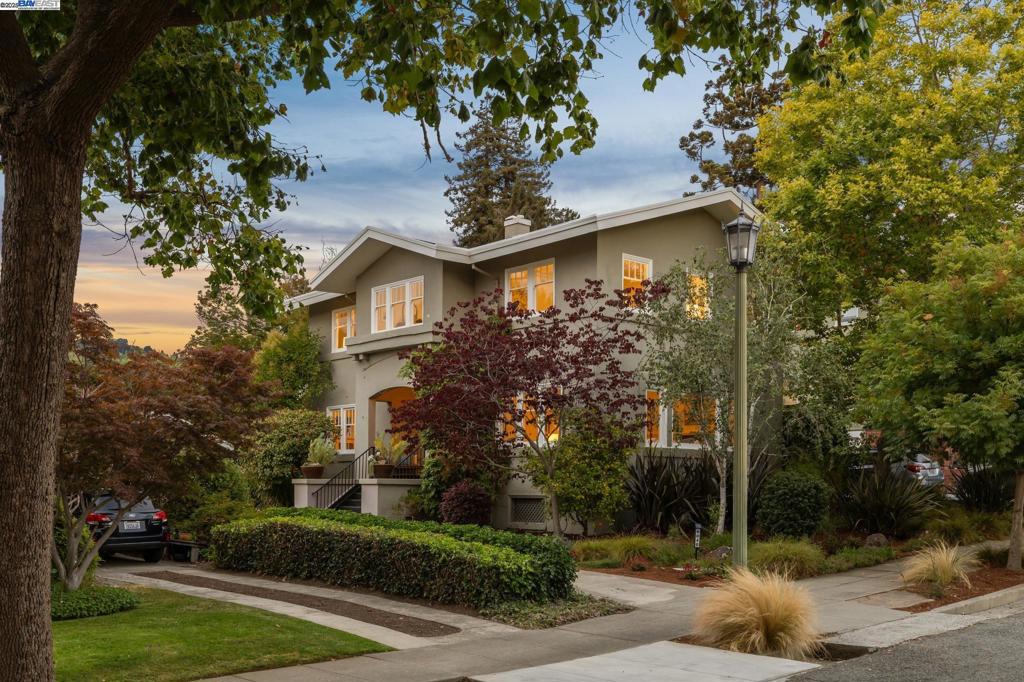 A grand home in a stellar location, this stately 4BD/2.5BA Rockridge Craftsman offers great living in one of the Bay Area’s most coveted neighborhoods. Classic architectural details span the 2298 SQFT home including recessed and tin ceilings, wainscoting, picture railings, built-in cabinets and shelves, mullioned windows, and gorgeous hardwood floors. The home’s inviting living and dining rooms are spacious with large windows streaming in sunshine. The adjoining kitchen features a Thermador stove and an oversized breakfast nook where you can enjoy your morning coffee with a backyard view. In the expansive backyard, find easy indoor/outdoor living on the patio and a magical treehouse, surrounded by mature landscaping. The ground floor is complete with powder room and access to a big basement. Upstairs for quiet and privacy, the primary suite boasts a newly upgraded full bath and multiple closets. Three more bright bedrooms share a stylish full bath (or utilize the fourth bedroom as an office). Modern upgrades include solar panels, EV charger, newer roof, seismic improvements, and storage. Plenty of parking and nearby BART make for a convenient commute. Also close: respected public and private schools, UC Berkeley, and College Avenue with world-class cafes, shops, dining & markets.