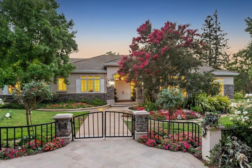 Beautiful custom single-story estate, located in the highly sought after Glen Una Area. Grand formal entry w/ towering ceilings. Spacious Living Room w/ arched windows, high ceilings and a custom fireplace. Formal dining room w/built in cabinets, dual fireplace and large windows. Spacious kitchen equipped w/a large island, counter seating, pantry and dining nook. Great room off the kitchen w/ vaulted ceilings, custom bar area and rock fireplace. French doors leading out to your backyard oasis. Bedroom wing includes the Primary en-suite w/ fireplace, built in dressers and French doors leading out to the private yard. Bath w/ dual vanities, spa like tub and separate shower, built in cabinet and a walk-in closet. Two other nice sized bedrooms located in this wing w/ a full bathroom w/ dual vanities as well as a half bath for guests. Fourth en-suite bedroom situated on the other side of the home, currently used as an office. Perfect for extended family or guests. Resort like grounds w/ mature trees and landscaping. Totally private backyard w/a beautiful pool and spa. A number of patio areas for entertaining and relaxation. Garden area w/raised beds .A short distance to Villa Montalvo, Downtown Saratoga and Los Gatos w/restaurants, Wine Bars, stores and shopping. Top Saratoga schools.