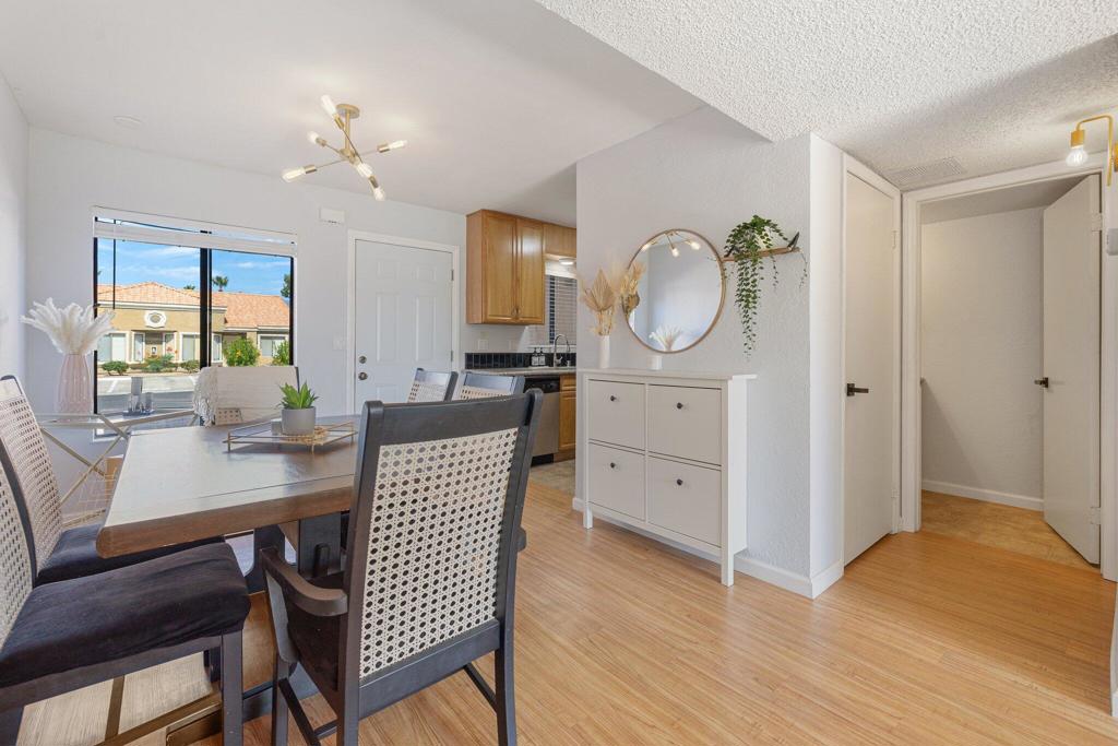 Welcome to your beautifully maintained, turn-key two-bedroom, two-bathroom condo--Airbnb-friendly and eligible for short-term vacation rentals--ideally located in the heart of Palm Desert. Nestled within a secure, gated community, this residence features a thoughtfully designed floor plan that combines comfort and functionality. Enjoy access to the community pool and spa, along with the convenience of in-unit laundry, one covered parking space, and one uncovered space. Whether you're seeking a full-time residence, vacation retreat, or investment property, this move-in-ready condo offers effortless desert living in a highly desirable location.