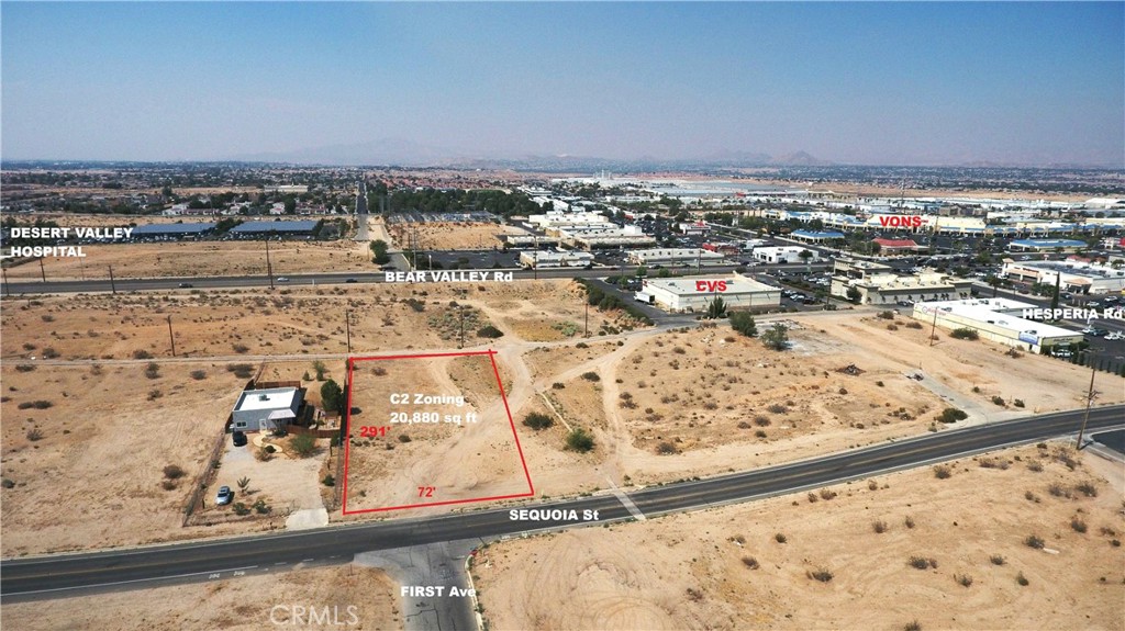 Prime C2-Zoned Commercial Lot – Sequoia St, Hesperia
Excellent opportunity to own a half-acre commercial lot zoned C2 (General Commercial) in a central Hesperia location. Situated just one block south of Bear Valley Road on Sequoia St, this property offers easy access to both Bear Valley Rd and Hesperia Rd, a major commercial intersection.
Ideal for a variety of commercial uses such as office, retail, or commercial condos. All utilities are available at the street, making development more convenient. Surrounded by established businesses and strong traffic exposure.
Lot Size: ±0.5 Acres
Utilities: Water, power, sewer, and gas at street
Access: Near Bear Valley & Hesperia Rd crossing
Zoning: C2 – General Commercial
Location: Central Hesperia – close to shopping, dining, and services
Drive by and see the potential for your next commercial project!