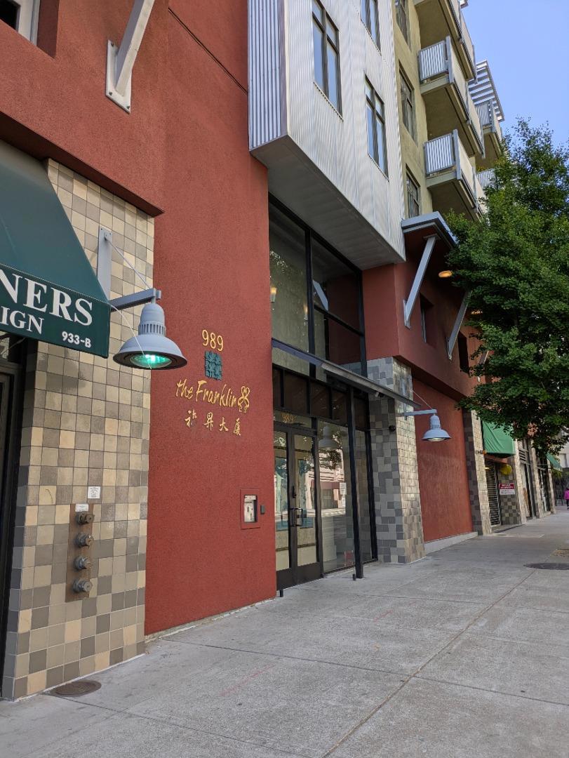 This ready move in 1 bed/1bath condo is on the top floor of the Franklin 88 building, with comfortable 9 feet high ceilings living space, located in the heart of Oakland Chinatown/Downtown. A balcony facing a beautiful courtyard for plenty of natural light, making it a perfect place for relaxation. Granite countertops in the kitchen and bath. Kitchen includes refrigerator, gas stove, dishwasher, and garbage disposal. Living-dining combined, and a stool counter for quick breakfast/snacks. New carpet throughout, upgraded wooden pattern planks at entry and kitchen. Large size bedroom with double closets. Bathroom has a separate entry door for guests, keeping the bedroom private. In-unit washer/dryer. Elevator access and trash chute on each floor. Gated garage has fast EV charging accessible by app. Secure bicycle parking space also in the garage. Enjoy sunset views from the rooftop with an outdoor furnished deck. Easy access to BART and nearby freeways, making commuting to downtown San Francisco and beyond a breeze. Landlord pays HOA, garbage, and water up to $65/month. Tenant pays PG&E, internet, and excess water usage over $65/month.