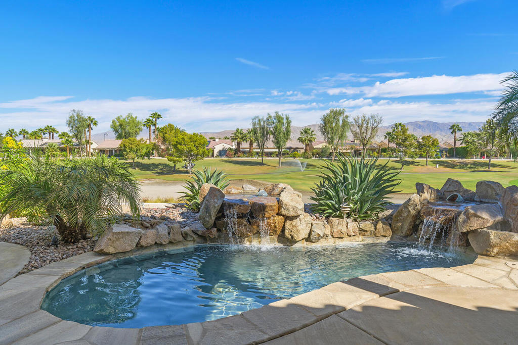 AVAILABLE NOV-DEC 2025!! Leasing for NOV-DEC 2025 at a REDUCED RATE OF $4,750/mo. Absolutely stunning vacation opportunity! Golf course and mountain views abound. Upon entering the courtyard, this home exudes luxury and vacation vibes. With 3 bedrooms, all outfitted with king sized beds (including casita), there is ample space to bring the family, and everyone has their own wing of the home with a dedicated bath. The outdoor covered living room, spool with tropical fountain and separate firepit are the perfect way to enjoy the mild winter temperatures and cool desert nights. All utilities and DirecTV with Wi-Fi are included. Located above the 2nd Tee and fairway of the South Course with a panoramic view of the chocolate mountains, this home is in a prime location to enjoy all of the amenities this community has to offer. Situated between the two clubhouses offering 3 pools (1 indoor for lane swimming), Jacuzzis, a second nationally recognized par 3 executive golf course, pickleball, tennis, 2 fitness centers, indoor walking track, billiards hall and countless events and activities to enjoy during your stay. The Coachella Valley is the place to be all year long, but season brings Polo Tournaments, The American Express Golf Tournament, BNP Paribas at the Indian Wells Tennis Gardens, Coachella Music Festival, Stagecoach Music Festival and so much more. Sun City Shadow Hills is a premier 55plus active adult community in the world-famous greater Palm Springs and Coachella Valley. Leased for Jan-Mar 2026