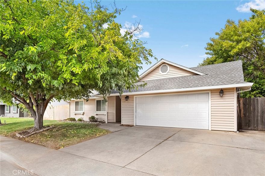 This charming 3-bedroom, 2-bathroom home is perfectly located on the desirable north side of Chico, close to schools, shopping, Wildwood Park, and Upper Bidwell Park. Inside, you’ll love the spacious and open floor plan featuring a bright living room with vaulted ceilings that create an inviting and airy atmosphere. The dining area flows seamlessly off the living room and opens to the kitchen, making it ideal for everyday living and entertaining. Down the hall, you’ll find two generously sized guest bedrooms, a full guest bathroom, and a comfortable primary suite complete with an en-suite bathroom. Step outside to the cute backyard with a cozy patio—perfect for relaxing or enjoying Chico’s beautiful evenings. This home also features a side gate with RV access!