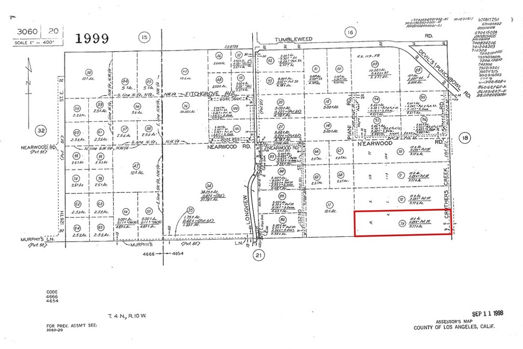 Prime 9.85-acre mountain retreat with seller financing available in sought-after Pearblossom area of Los Angeles County at incredible $35,000 price point. This flat, buildable A-1-5 zoned parcel on Cruthers Creek Road offers mountain views, native California scrub oak trees, and excellent development potential just minutes from Juniper Hills recreation and Devil's Punchbowl Natural Area. Electricity available at street with well needed for water and septic for sewer, keeping utility costs manageable while providing off-grid independence. Dirt road access ensures privacy and rural character while remaining accessible year-round. Located at coordinates 34.43429, -117.89004 for easy GPS navigation to this hidden gem in the San Gabriel Mountain foothills. Perfect for custom home construction, agricultural use, recreational retreat, or investment in Los Angeles County's growing rural market where land averages $10,492 per acre - making this $3,553 per acre opportunity exceptional value. The Light Agricultural zoning allows residential development plus farming, horses, or other rural lifestyle activities. Pearblossom's strategic location provides mountain sanctuary living with convenient access to Palmdale shopping and services, while nearby attractions include Pacific Crest Trail, Angeles National Forest camping and hiking, and world-class Devil's Punchbowl geological formations. This rare combination of acreage, affordability, mountain views, buildable terrain, and seller financing creates immediate opportunity for buyers seeking Southern California mountain property without premium pricing. Whether developing your dream homestead, securing recreational land, or investing in appreciating rural property, this 9.85-acre parcel delivers maximum potential at minimum cost. APN 3060-020-073. Drive by today and envision your mountain paradise in this peaceful corner of Los Angeles County where rural living meets modern convenience.