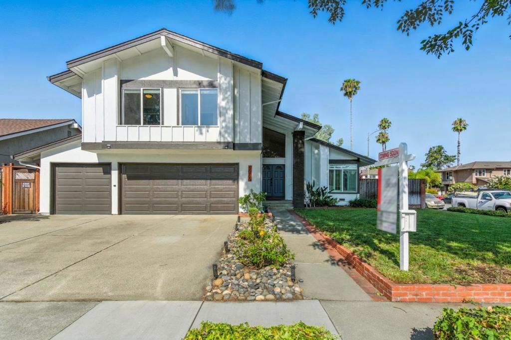 Soaring ceilings, recent upgrades, and a gorgeous backyard built to impress! This is your bright and open move-in ready home with high ceilings and big windows. A wide staircase makes a great first impression when you walk in. The primary suite has a large walk-in closet and extra space for a home office. Recent 2023 upgrades include the downstairs bathroom, flooring, and a new AC/thermostat system. Step outside to enjoy the beautifully landscaped backyard, complete with a modern pavilion ideal for relaxing or entertaining. The generous 3-car garage offers ample room for parking, storage, or hobbies. Equipped with solar panels, reducing utility costs while promoting a sustainable, eco-friendly lifestyle. Located on a tree-lined street close to Caltrain, freeways, expressways, shopping, and groceries such as Costco. Golf courses, parks and trails and the Boys and Girls Club are also nearby. Walkable to Valley Christian Schools!