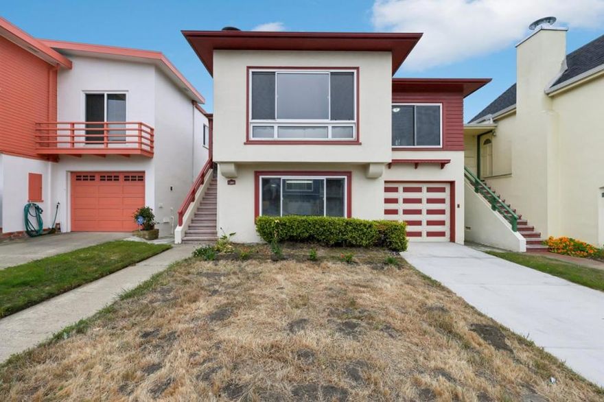 Welcome to this beautifully updated 4-bedroom, 2-bathroom home, offering 1,790 square feet of thoughtfully designed living space. Step inside to find an abundance of natural light that fills the open floor plan, seamlessly connecting the living, dining, and kitchen areas. The sizeable kitchen features granite countertops, stainless steel appliances, and generous counter space. The main level includes three spacious bedrooms and a full bathroom, while the lower level offers an additional bedroom, a full bath, and a large family room- perfect for multigenerational living or flexible use as a guest suite or home office. Recent updates include fresh interior paint throughout, a brand-new furnace, updated flooring in the downstairs bedrooms and family room, and new bathroom flooring. Outside, the generous yard features a patio area ideal for entertaining or relaxation, along with a dedicated storage room for added functionality. A 2-car tandem garage and additional driveway parking ensure ample space for vehicles and storage. Located in a desirable neighborhood, this home is within walking distance to Skyline Plaza and conveniently close to Westmoor High School, I-280, Serramonte Mall, and just minutes from San Francisco. Move in ready!