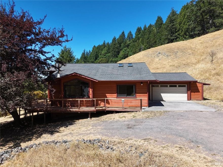 Welcome to 4260 Blackhawk Drive in Willits, your chance to enjoy true country living! Built in 2004, this roomy 2-bedroom, 2-bath home sits on two parcels totaling 12 acres, offering plenty of space for animals, gardens, or even a small ranch. The home features a comfortable, open layout with a 2-car garage and a light-filled atrium that brings the outdoors in. Outside, you'll find endless possibilities, raise horses, goats, or chickens, plant your dream garden, or simply explore and enjoy the peace and privacy of your land. With modern comfort inside and wide-open acreage outside, this property is ready for your country lifestyle. Make your homestead dreams a reality on Blackhawk Drive!