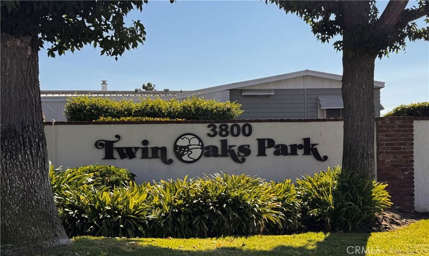 LOCATION, LOCATION, LOCATION... Welcome to Twin Oaks Living. Seller is motivated and waiting for you to come and make this your home. Complete with two bedrooms and two baths it is the perfect space for you. Double wide home with carport parking and custom shed for storage. Appliances will remain including a Washer & Dryer. Carport entry has a separate laundry room. Kitchen has a movable island and opens to a large family room. There is a large living room area with a expansive built in hutch cornered off for a separate dining area. Carpets  & living areas have been freshly cleaned. Master bath includes a large relaxing tub and shower while the second bath comes complete with a shower. There is a welcoming porch perfect for morning coffee. This park offers a wide variety of amenities including, gym, pool, laundry facility, card tables, and a community hall complete with kitchen just to name a few. Close to freeway access and local shopping.