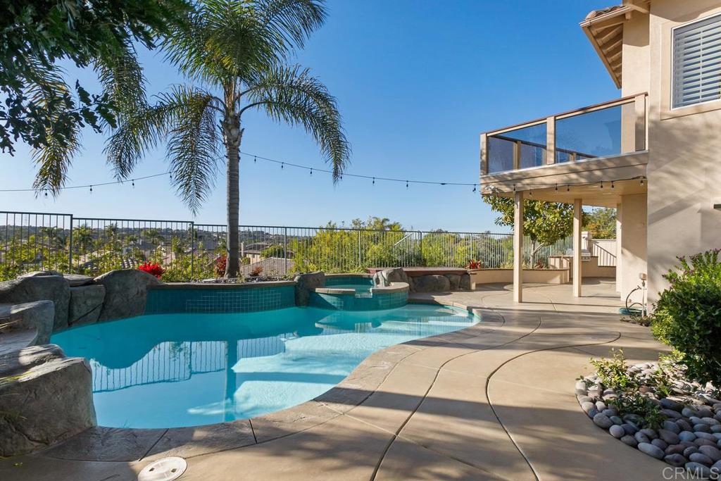 JUST REDUCED - AMAZING PANORAMIC OCEAN VIEW HOME IN SOUTH CARLSBAD! Private sparkling pool and spa w/ocean view! Located on quiet cul-de-sac. Beautifully appointed throughout. Solar powered house. FIRST LEVEL- Formal living/dining room w/ fireplace, gourmet kitchen w/stainless appliances, granite counters, pantry and breakfast nook. Adjoining family room w/cozy fireplace, 1 bedroom and bath plus laundry room. UPPER LEVEL- Primary suite w/fireplace and ocean view deck, nicely updated primary bath w/separate shower/tub and walk in closet; two bedrooms w/Jack & Jill bath plus large bonus room with generous storage closet. Hardwood and tile flooring throughout. Dual zone A/C. Three car garage has epoxy floors and storage cabinets. Additional 3 car parking spaces on driveway. Includes solar panel maintenance, landscape and pool /spa maintenance. Award winning schools - Aviara Oaks elementary and middle school. Carlsbad High School. Walk to shopping, library, movie theatre, coffee shops. Short drive to La Costa Resort and Park Hyatt Aviara Resort Golf Courses. Small dog under 30 pounds will be considered.