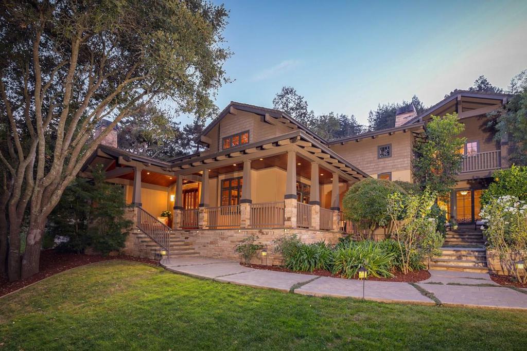 This extraordinary country residence exudes exceptional architectural design inside and out. Custom built, the home is introduced by a wraparound front porch that doubles as an outdoor living room. Flawless details unfold inside with Brazilian cherry wood floors, fine wood millwork, and perfectly selected stone finishes and lighting that are true to the Craftsman style. The setting is equally awe-inspiring on approximately two acres with Pinot Noir vineyard, vast stretches of lawn, and the privacy afforded by the natural beauty of Wunderlich Park. The master suite is a peaceful haven complete with its own gym, and every bedroom opens to the outdoors. Myriad choices for everyday living include a tremendous great room, separate play room or media room, plus office and library, as well as a tucked-away billiards room adjacent to the wine cellar. This exceptional property is midway between San Francisco and Silicon Valley with access to acclaimed Woodside School.