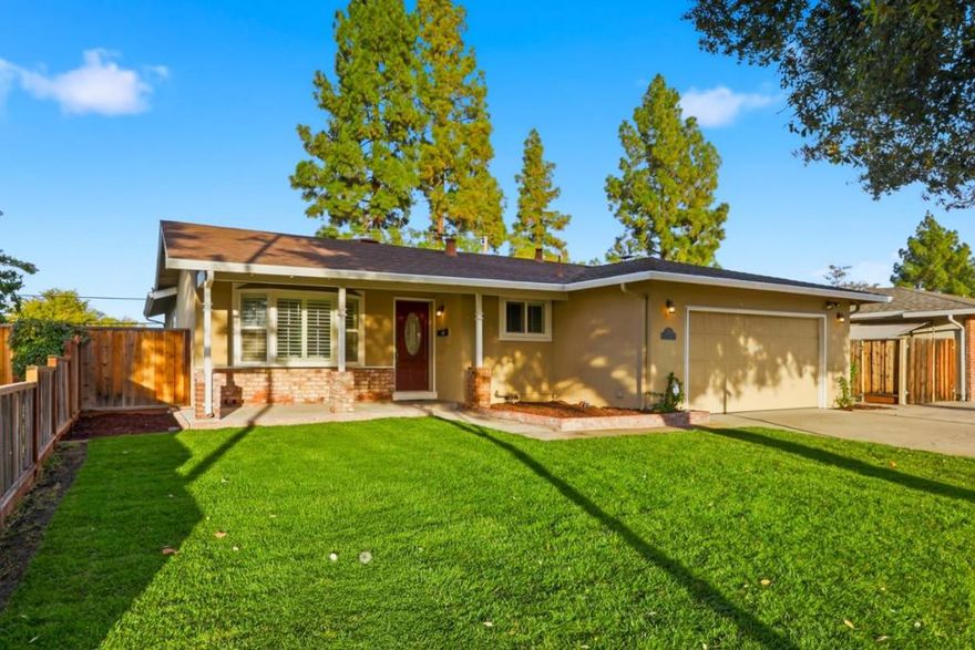 Beautifully remodeled home with bonus living space! A spacious, permitted sunroom not included in the square footage, enhances daily living with flexible year-round use, featuring removable windows that offer warmth in winter and breezy comfort in summer. The inviting living room showcases a striking bay window, while the updated kitchen features rich cabinetry, granite slab countertops, and stainless steel appliances. The family room centers around a stunning fireplace. The primary suite features a remodeled bath with an elegant vanity, a quartz slab countertop, a stylish tile surround, and tile flooring. The hall bath is similarly refreshed with tub-over-shower. Additional upgrades include new flooring throughout, new heater & A/C, new water heater, recessed lighting, updated light fixtures, dual-pane windows, and a SunRun leased solar system for energy savings. Other highlights include RV parking, extra-large linen/storage closet, and newer fencing on a private 6,288 sq. ft. lot. Fantastic locationwalk to Frost Elementary, featuring the highly regarded Indigo Program, as well as Herman Intermediate, plus Santa Teresa High. Convenient to commuter routes, shopping, and dining.