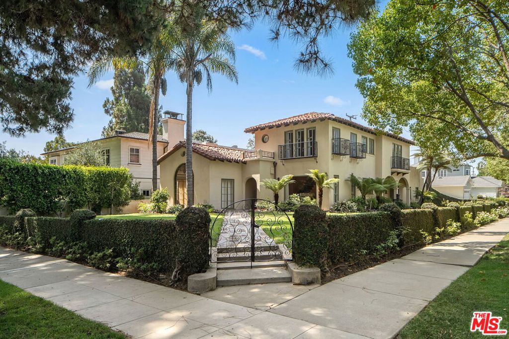 Fully furnished 1+ year lease. Brand new unused mattresses, pillows, linens, plates, dishes, silverware etc... NO PETS. Sunny Southwest 60 ft. wide corner lot. Authentic & charming 1927 Mediterranean in pristine condition. 4 bedrooms & 3 bathrooms. 2 zone central A/C. Private 2 car garage with 220 volt EV outlet (BYOC). Authentic Spanish tile, wrought iron and oak hardwood floors throughout. Vintage reproduction art deco tile baths, antique lighting and period hardware. Walled and gated with front, side and rear manicured grass lawns. Home is flooded with natural light. Step down into a large living room with floor to ceiling picture window, fireplace with attached flat screen TV. French doors open to private stone patio. Kitchen with Carrera marble counter, white subway tile back splash, Stainless Steel wall shelving & sink, Thermador range & 6 ft. butcher block island. Laundry room with full size LG machines. Sunny breakfast room with built in china cabinet. Formal dining room with antique crystal chandelier. Downstairs one bedroom /office with French doors to patio and grassy yard. Upstairs features a bright sunny primary bedroom & two additional good sized bedrooms & two bathrooms. 2 blocks away from Franklin elementary. Close to Montana Ave, Brentwood Country Mart & the beach. Weekly gardener included. No short term rental available.