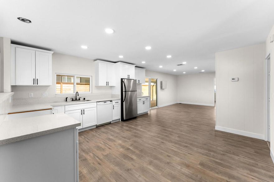 BEAUTIFUL REMODELED LARGE HOME! YOU OWN THE LAND, LOW MONTHLY HOA, 55+ COMMUNITY! Don't miss your chance to own this beautifully updated 2 bed, 2 bath home featuring a bright open-concept layout and breathtaking panoramic views of the mountains and golf course. Recently renovated, this home blends modern design with exceptional comfort, it features a brand-new kitchen with elegant quartzite countertops, recessed lighting, an extra-large living room enhanced by picture windows, new flooring, smooth ceilings, and stylishly updated plumbing and lighting fixtures throughout. Seller is open to completing a 433A foundation to allow financing options such as FHA, Conventional, and VA loans, contact me for more info. HOA is $328 monthly, and as a resident of Tri-Palms Estates, enjoy FREE GOLFING and fantastic community amenities including two outdoor pools and spas, well-maintained shuffleboard courts, illuminated tennis courts, and a clubhouse with dining, banquet facilities, and a recreation lounge. Conveniently positioned near the I-10 freeway with quick access to Walmart, Home Depot, Costco, and Sam's Club, you're within 20 minutes of everything the Coachella Valley offers. Plus, being within IID territory means lower electric bills. Don't miss this incredible opportunity--act quickly and make your offer today!