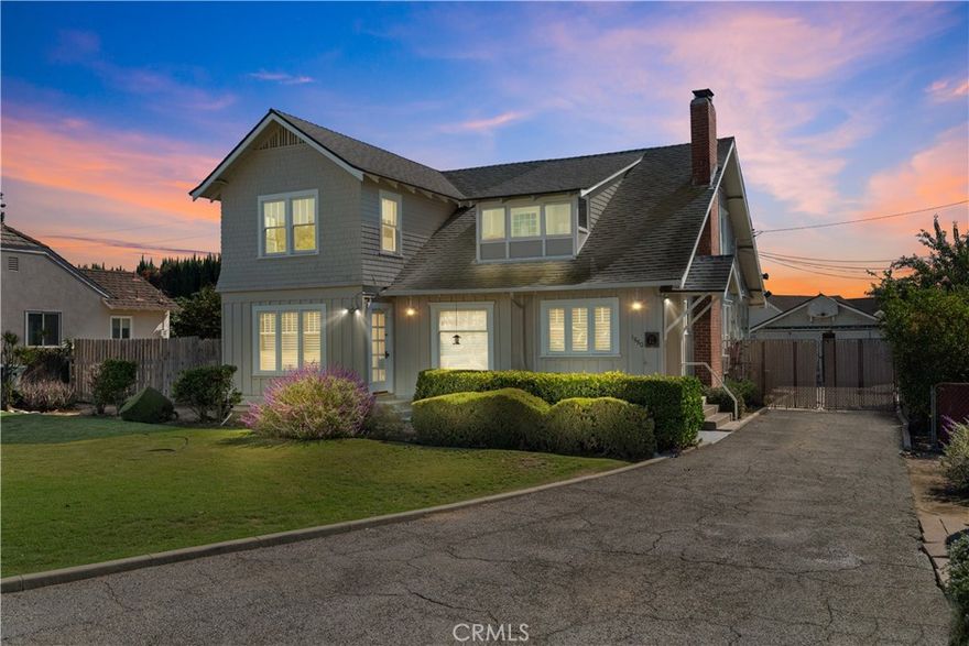 This is a once in a lifetime opportunity to own a piece of History. This property is a designated landmark with the City of West Covina on the market for the first time in over 50 years. Built in 1894 this Farmhouse Craftsman has many original features intact. So much potential here to make this your Vintage dream home. The home boasts large rooms, hardwood floors, original built-ins in the living room and dining room. There are lots of windows offering natural lighting. The fireplace in the living room has a beautiful wood mantel and built-ins on either side. The formal dining room has original unpainted wainscotting and a built-in china cabinet. The first floor consists of formal living and dining rooms, a den, an office, a large kitchen, a service porch and a bathroom with a walk-in shower. The second floor consists of four bedrooms, the primary is large, it has two walk-in closets, and the other three bedrooms have access to the original sleeping porches. The second bath is upstairs. The home is situated on a large double lot, set back from the street with an expansive backyard that has a pool/spa and fruit trees. There is a two-car detached garage that has been used as a studio. The home is just one of a few that the City has deemed potentially eligible for listing on the National and California register of Historic Places according to a publication in 2006. Several capital improvements were completed recently including foundation work in 2024, a chimney liner in 2002, a sewer liner in January 2025 and the exterior was painted in 2023. Conveniently located close to schools, shopping and transportation this unique home has so much to offer. Walking distance to Palmview Park.
