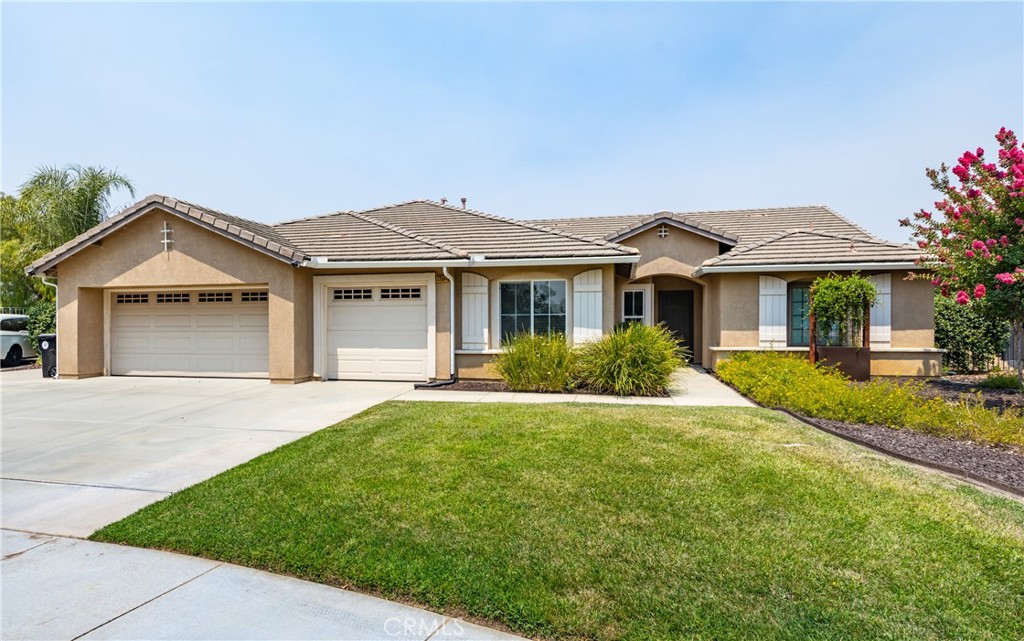 Welcome to this Beautifully Updated TURNKEY Home! A Spacious single story on a cul-de-sac in Wildwood Canyon Country Estates. This home has been lovingly cared for with many great upgrades. The kitchen was updated with rich, dark cabinetry with pull out drawers, Quartz Counter-tops, elegant tile backsplash, a movable coffee bar, large range with pot filler and a vintage hutch. There are tall ceilings, recessed lights and large neutral tiles with Premium LVP in the secondary bedrooms. The primary suite has a separate tub and shower, dual sinks with plenty of room on the Quartz Counters, and ample closet space. A top-of-the-line 5 TON Lennox HVAC system was installed with an Active Air Purifier. The backyard is wonderful with room for everything- a large concrete patio with sail shades for relaxing, Artificial Turf with metal gopher barrier along with a peach, plum, nectarine and lemon tree with plenty of room to add more! There are 2 separate storage sheds and a big RV PARKING area on side with hook ups and an 11 ft wide gate. See complete upgrade list in supplements. YOU DON'T WANT TO MISS THIS HOUSE!