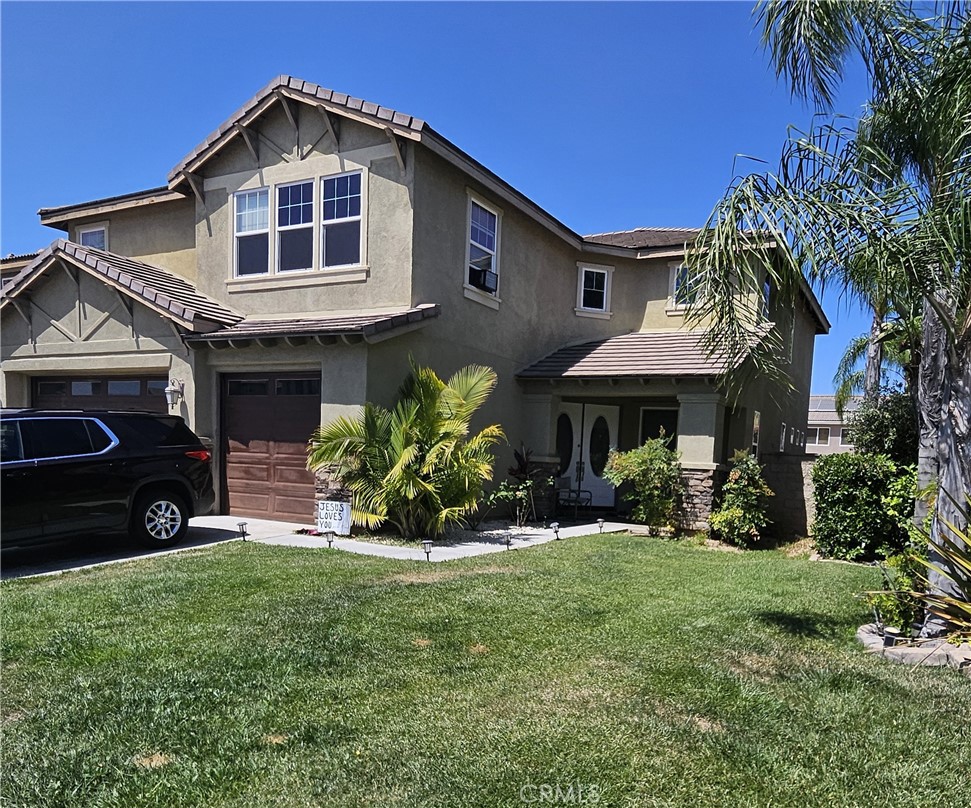 Reduced AGAIN......! Huge home, huge opportunity! This spacious 5-bedroom, 4-bathroom home offers an impressive 3,220 sq ft of living space on a 6,970 sq ft lot with a 3-car garage. Built in 2--5, this two- story gem features soaring vaulted ceilings, a spiral staircase, and a thoughtfully designed floor plan perfect for large households or multi-generational living. The open-concept kitchen with granite countertops flows seamlessly into the family room, while the separate formal living and dining rooms provide space for gatherings and entertaining. Upstairs, you'll find generously sized bedrooms and primary suite retreat. Energy-saving leased solar system helps keep utility costs low. Nestled in a excellent neighborhood, this home offers incredible potential and is priced $45,000 below market value-giving the next owner instant equity to personalize it to their taste. SOLD IN AS-IS-NO REPAIRS OR CREDITS WILL BE OFFERED. At this price, it won't last long. Schedule you're showing today.