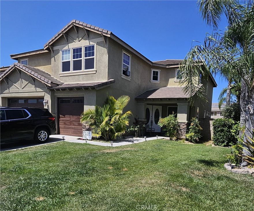 Reduced AGAIN......! Huge home, huge opportunity! This spacious 5-bedroom, 4-bathroom home offers an impressive 3,220 sq ft of living space on a 6,970 sq ft lot with a 3-car garage. Built in 2--5, this two- story gem features soaring vaulted ceilings, a spiral staircase, and a thoughtfully designed floor plan perfect for large households or multi-generational living. The open-concept kitchen with granite countertops flows seamlessly into the family room, while the separate formal living and dining rooms provide space for gatherings and entertaining. Upstairs, you'll find generously sized bedrooms and primary suite retreat. Energy-saving leased solar system helps keep utility costs low. Nestled in a excellent neighborhood, this home offers incredible potential and is priced $45,000 below market value-giving the next owner instant equity to personalize it to their taste. SOLD IN AS-IS-NO REPAIRS OR CREDITS WILL BE OFFERED. At this price, it won't last long. Schedule you're showing today.