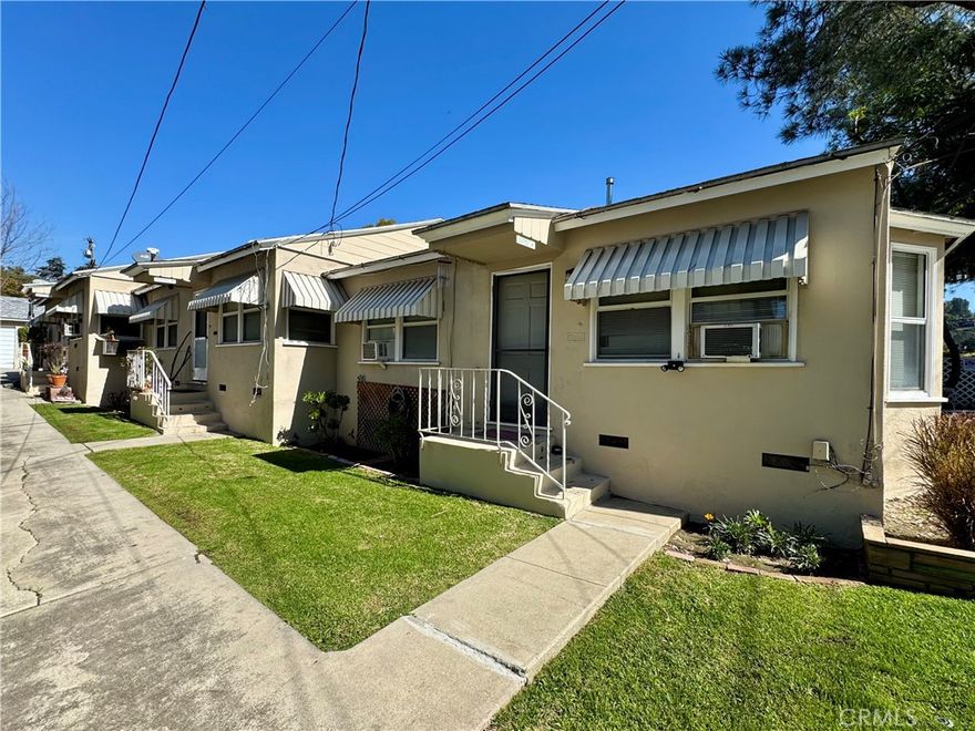 GREAT INVESTMENT OPPORTUNITY. Perfect for the savvy investor looking for some great passive income. The front unit is a 1 bed/1bath 676 sq.ft. living space which boasts updated features including a remodeled kitchen with granite counters, a dining area within the kitchen and updated bathroom. Original hardwood flooring brings out the rich tones of medium oak. A spacious front living room allows for great entertaining space accompanied by a accommodating bedroom. The middle unit is a 1 bed/1 bath 676 sq.ft. living space with many original features, including a spacious living room an accommodating bedroom. The back unit is a 2 bed/1 bath 932 sq.ft. living space, larger bedroom and a separate outdoor laundry room. The property has a 720 sq.ft. 3 car detached garage space, currently utilized as a carport in addition to uncovered parking available. New exterior painting makes for an enhanced curb appeal. Within walking distance to Whittier College, and close to local restaurants, shopping, schools, parks and Uptown Whittier. Call for a showing appointment today!