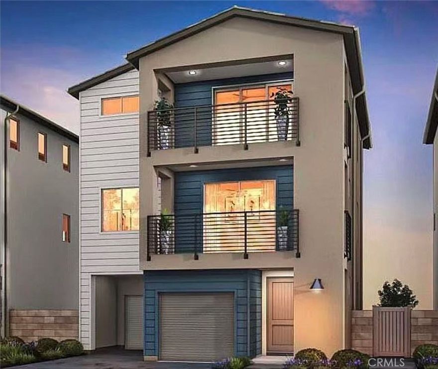 This contemporary tri-level home features a flexible first-floor bedroom suite. The second floor offers an open-concept main living area with a covered patio. The third floor includes dual owner’s suites, one with a deck, each with walk-in closets and spa-inspired bathrooms. The home provides versatile living spaces suitable for a variety of needs.