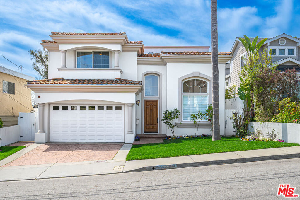 Entertainer Mediterranea two story house, very bright, sky light with 5 bedrooms and 4.50 bathrooms in wonderful Mira Costa neighborhood with an excellent school district, minutes from award winning Mira Costa High school. Carpeted bedrooms on second floor, first floor all through the house has Travertine floor, specious family room connected to the chef's kitchen with sitting /dining area overlooking beautifully professionally landscaped yard with room for pool. Big island with granite countertop, Great Maple cabinets, top of the line appliances, gas cook top, double electric oven, Refrigerator and freezer, microwave, warmer oven drawer, Direct access from 3 car garage to the house. second floor primary bedroom with extra-large walking closet and fireplace, primary bathroom with jet tub, shower stall, double vanity and marble floor, laundry room with washer, dryer and linen cabinet. close to the beach, shops, restaurants and freeway access.