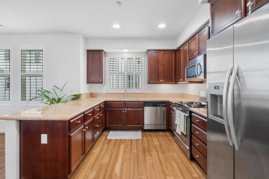 "Take a look! Just like new". Beautifully updated laminate flooring. Close to everything! Immaculate corner unit in the fabulous Montage Community near Las Positas College. Open concept with custom shutters, fresh paint and recessed lighting. Large kitchen with SS appliances, granite counters and a breakfast bar. Flex space for office, exercise equipment, reading nook etc leads to a cozy balcony. Primary bedroom has an ensuite bath and huge walk-in closet. There is an inside laundry room and attached garage. Ample storage throughout. Enjoy the resort-like amenities that Montage has to offer including a swimming pool, spa, clubhouse and fitness center. Close to schools, shopping, hiking trails and easy access to the freeway.