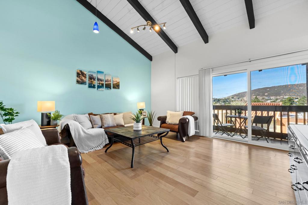 Nothing beats a breathtaking San Diego sunset, from your very own patio! This beautiful 2-bedroom, 2-bath condo is nestled into the highly desirable Rancho Bernardo neighborhood. Located on the second-story, it offers vaulted ceilings with exposed beams, creating an open and airy atmosphere filled with natural light. The functional kitchen seamlessly flows into the open dining area, perfect for entertaining. The spacious primary bedroom offers a large closet, while the en-suite bath boasts elegant marble floors and a marble shower. Located within the award-winning Poway Unified School District and offering easy access to freeways, shopping, and dining, this home is an ideal opportunity for first-time buyers or investors. Don’t miss out—schedule a tour today!