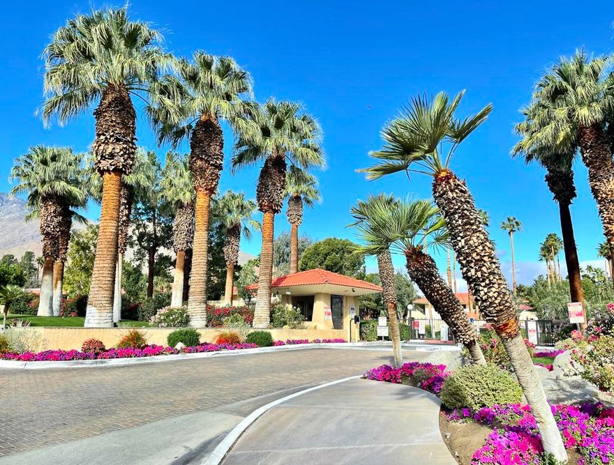 Discover this beautifully maintained 1-bedroom, 1-bath upstairs condo in the highly desirable Palm Springs Villas II community. Spanning 589 sq. ft., this bright and inviting home features new carpet, fresh paint, and upgraded quartz countertops in the kitchen, bathroom and patio. The galley-style kitchen offers ample storage and a modern touch, while the spacious living and dining areas provide a seamless flow. Step outside onto your private balcony and take in the breathtaking mountain views--the perfect spot for morning coffee or evening relaxation. The charming bedroom includes a recently installed dual-pane energy-efficient window, ensuring comfort year-round. Enjoy resort-style living with six sparkling pools, eight spas, two tennis courts, BBQ areas, and beautifully landscaped walking paths throughout the community. A convenient covered carport is just steps away for easy access. Located on Fee Simple Land (no land lease), Palm Springs Villas II is just minutes from Downtown Palm Springs, the Spa Casino, Palm Springs Aerial Tramway, the Art District, shopping, dining, and nightlife. Whether you're looking for a full-time residence, vacation getaway, or investment property, this condo is a must-see! Don't miss this incredible opportunity--schedule your showing today