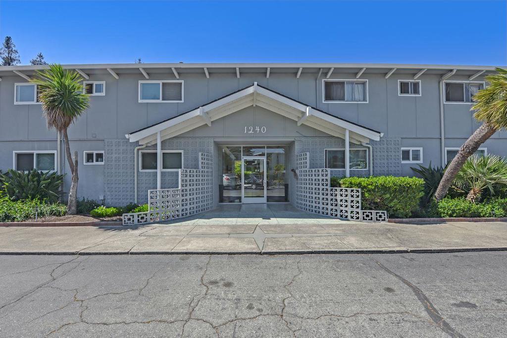 This is a great opportunity to own and stop renting now! Second floor unit located at the back of complex has 2 spacious bedrooms looking out to residential trees behind this building. Dual pane windows. 2 full bathrooms with shower and 1shower over tub are original and in good condition. Kitchen has been upgraded, dining area can accommodate a large table and chairs, living room with fireplace have a view to courtyard and pool with Palm trees and lush landscaping. A large balcony to enjoy a BBQ on your balcony. 1 car assigned Carport with additional storage cabinets. Currently unit is carpeted but no one is below allowing for the flooring to be hardwood if so desired. Homeowner dues are $590. Close to Stanford and many other companies, Hwy 280 & Hwy 101 off Woodside Road. Downtown Redwood City has much to offer. The weather is the best, you will love living here at Casa Nida. Great neighbors. Best unit on the Mid-Peninsula per sq. foot, close to Menlo Park and Atherton. Pets ok. Coop.