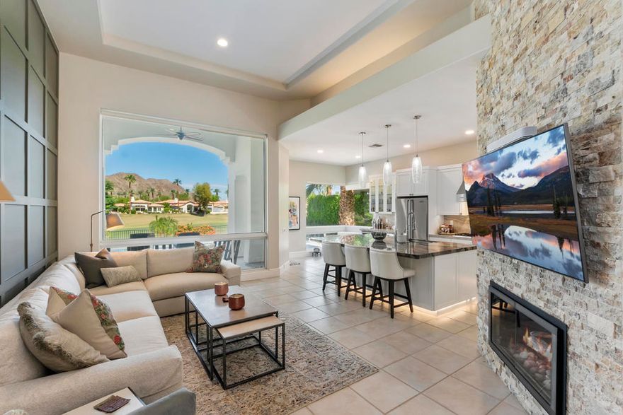 Experience luxury living alongside spectacular golf course views in the much coveted Rancho La Quinta Country Club. High atop the 3rd fairway of the Jones course, this gorgeous remodeled home comes completely furnished with 2 bdrms inside both with King beds & ensuites. The 2 bdrm guest casita comes complete with a King and two twins sharing a Jack and Jill bathroom. With its open concept design, the spacious living area flows seamlessly into a gourmet kitchen equipped with modern appliances and ample counter space creating an inviting atmosphere perfect for entertaining. Step outside to your private oasis featuring private pool and outdoor BBQ with a seating area to enjoy the golf course views and the warm Santa Rosa mountains! Call for Availability for the 2026 season!