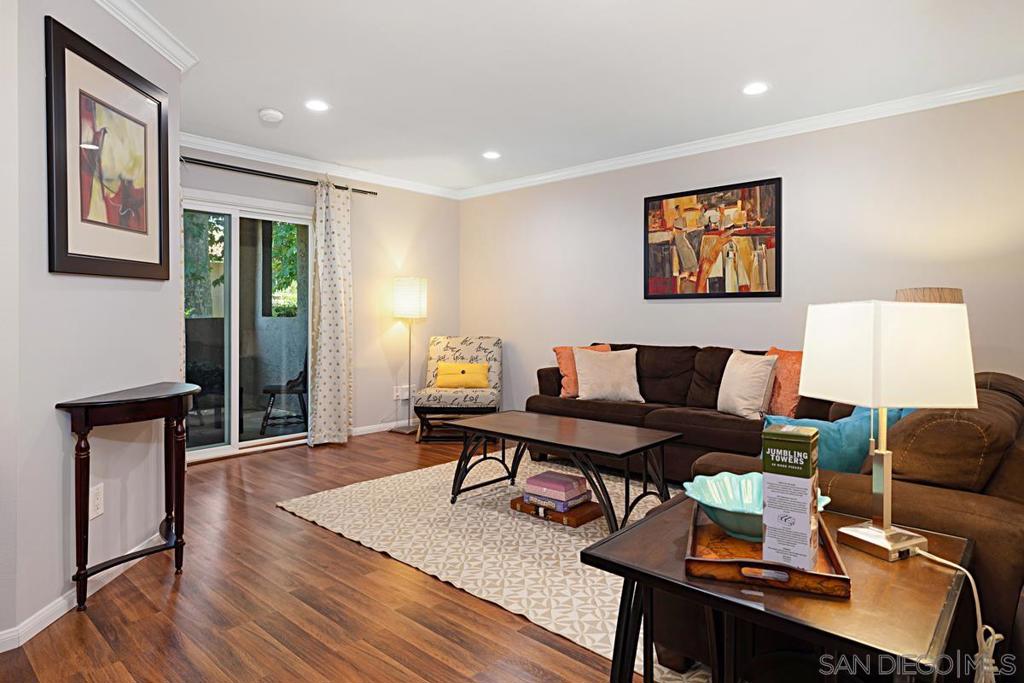 Furnished 2BR-2BA condo. Freshly painted. Wood floor. Centrally located. Near UCSD shuttle, MTS bus, trolley, Whole Foods Market, grocery stores (VONS, Ralphs, Trader Joe, shops, banks, theaters. The living room and kitchen separates the 2 bedrooms to ensure privacy. One BR has a queen-size bed. furnishing the 2nd BR is negotiable. Refrigerator, electric cooking range, microwave oven, new dishwasher, side-by-side washer and dryer, cooking utensils, dinnerware, silverware are included. Service dogs permitted. Owner pays electricity up to $50/month and water, sewer and trash. No gas. Pro-rated rent at move-in. The first and last full-month rent, and security deposit are collected up front. References and credit check. lease and renter insurance required. Tenant pays electricity if they go over $50/month. Owner pays for water, trash and sewer. Tenant pays for internet and cable TV. Verano is a private condominium community. Each unit is privately owned.