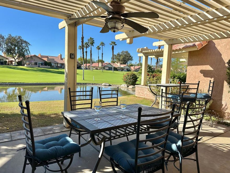 Seasonal Rental Jan-Mar 2026. Located within the Oasis Country Club, this charming two bedroom , two bath condo offers a picturesque setting with breathtaking views of the mountains, golf course and a lake. Spacious patio covered deck allows for outdoor enjoyment. The Oasis CC offers many amenities, golf, practice area for hitting golf balls, tennis, pickle ball, 18 hole putting course, 18 pools and spas, fitness room & a dog park. The clubhouse offers two restaurants, one is casual dining in The Grille and the other is the larger dining room and lounge and banquet rooms. The Oasis CC is centrally located in Palm Desert and close to world class amenities and activities.