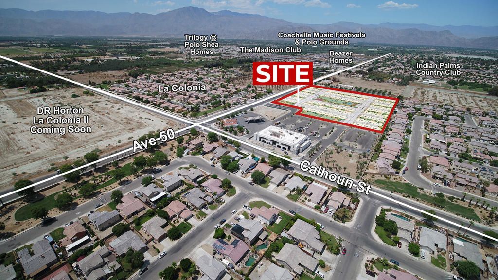 Approved Tentative Tract Mao for 103 Lots (TTM #36680). Key Location. Minutes away from many high-end residential developments, including the exclusive Madison Club, Griffin Ranch, & The Hideaway. Just one mile from El Dorado & Empire Polo fields, home of the famous Coachella Music Festival. Across from D.R. Horton's new housing tract, La Colonia II. The City of Coachella is business friendly and welcoming to new developments.