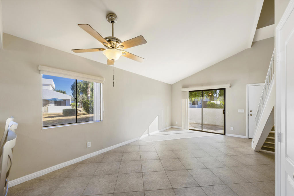 Stylish, comfortable, and surprisingly affordable--this 2-bedroom, 2-bath home is your opportunity to own in sought-after Rancho Mirage without compromise. Designed for easy living, it offers an open and airy layout with vaulted ceiling,  abundant natural light, in-unit laundry, and a private patio entrance directly from the attached two-car garage--a rare convenience at this price point.The efficient floor plan creates a seamless flow between living, dining, and kitchen spaces, ideal for relaxing or entertaining. This unit conveniently includes one bedroom and full bath downstairs, and the same upstairs for ample separation, while the private courtyard patio extends your living space outdoors for morning coffee or evening unwinding.Set within a peaceful, well-maintained community close to shopping, dining, and world-class golf, this home delivers comfort, convenience, and value in equal measure. Whether you're a first-time buyer, seasonal resident, or investor seeking a low-maintenance property, this gem offers an unbeatable entry into the Rancho Mirage lifestyle.