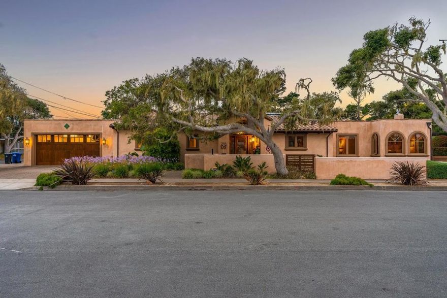 Nestled in the heart of Pacific Grove, this luxurious single-level Mediterranean-style home blends timeless elegance with modern coastal living. Located on a desirable corner lot, it showcases vaulted ceilings with rich wood beams, an open-concept designer kitchen, and seamless indoor-outdoor flow - perfect for both entertaining and everyday serenity. Spa-inspired bathrooms and curated finishes throughout offer a true retreat-like experience. Whether you're hosting guests or enjoying a quiet weekend retreat, this home offers a rare combination of style, comfort, and location just a short stroll from the beach and vibrant downtown Pacific Grove.