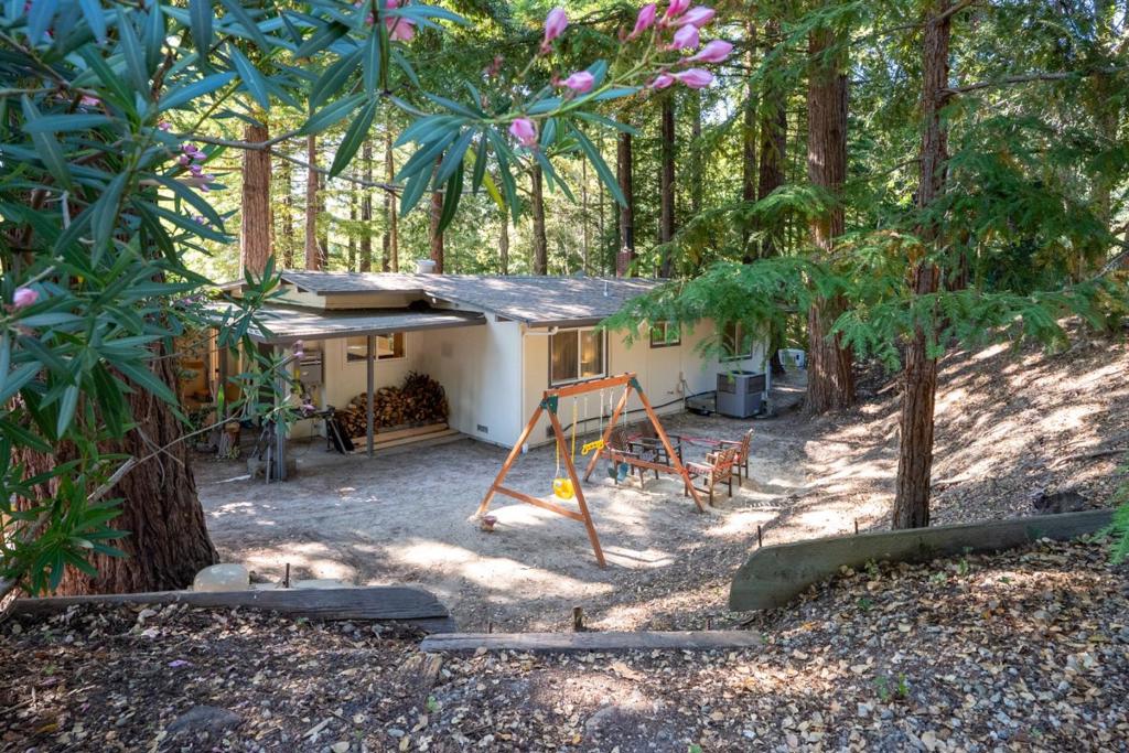 Savor your morning coffee on the back deck while enjoying views of majestic redwoods in the peaceful Boulder Creek setting as you welcome the day. Charming and freshly remodeled, this 2-bedroom plus bonus room, 1-bath plus plumbing for 2nd bath, house boasts stunning handcrafted wood accents throughout. Enjoy cooking and entertaining in the kitchen with the Huge island/bar, and professional designed cabinets. Tons of natural light, and a basement for extra storage. Great location for a primary residence or a 2nd house.