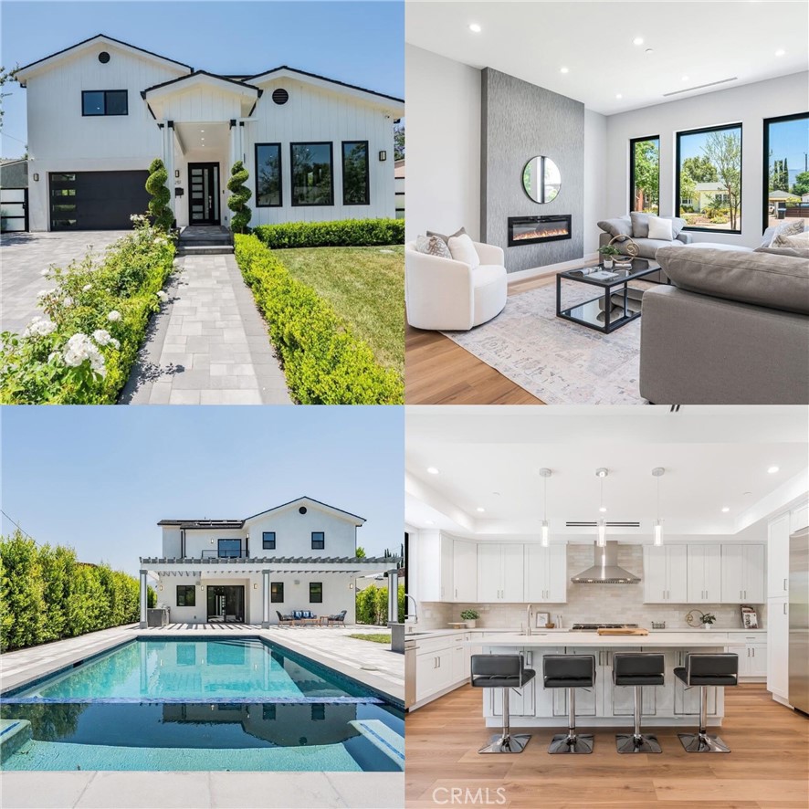 Brand new stunning two-story home with pool located in the esteemed Media District of Burbank Ca. This home is a true masterpiece, boasting 5 bedrooms, 4.5 bathrooms, and a flawless floor plan that showcases impeccable attention to detail.
As you step inside, you will be greeted by a spacious living room, a cozy family room, and a luxurious fully functional kitchen equipped with high-end appliances. The kitchen features a center island with a wine cooler, a sink, and hidden cabinets for all your storage needs. Upstairs, the home features an exquisite Primary Suite complete with a shower, tub, dual vanity, makeup area, two fully finished walk-in closets, and a private balcony. Additionally, there is another Suite, two generously sized bedrooms, a 3/4 bath, and a convenient laundry room.
This modern home comes equipped with top-notch amenities including a fully wired security system, an electric car charger plug, two Nest operated AC units, a fully paid and installed solar system, and much more. The family room leads out to a patio with a custom-built outdoor kitchen and a spacious sitting area - perfect for hosting gatherings. The backyard oasis is complete with a saltwater pool, jacuzzi, and a cozy fire pit area.
Located in the award-winning Burbank school district and in close proximity to NBC, Disney Studios, Warner Bros Studio, Los Angeles Equestrians Center, Whole Foods Market, and Toluca Lake, this home offers the perfect blend of luxury and convenience.
Don't miss out on the opportunity to make this one-of-a-kind home yours!