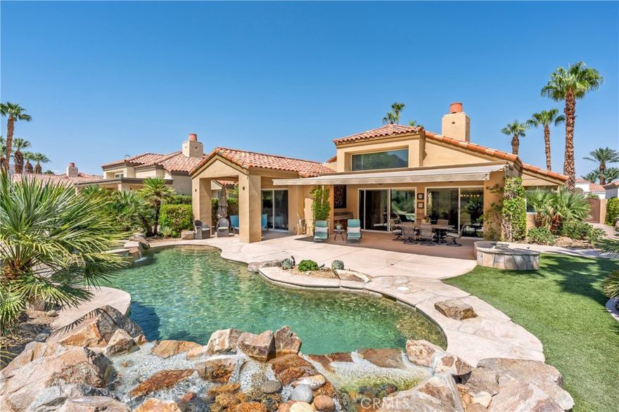 FRONT ROW views of the stunning Santa Rosa Mountains and a rare double fairway and lake location with no neighbors across from you—just endless, unobstructed VIEWS!!! Nestled on the prestigious Nicklaus Private Course in PGA West, this 4-bedroom, 5-bathroom luxury home with a detached Casita includes a sparkling private pool and spa, perfect for soaking up the La Quinta sun or enjoying desert evenings under the stars. Step inside the custom iron door and you'll catch a glimpse of the exceptional amenities and workmanship in this home, from the soaring tongue and groove ceilings, solid core doors and and Pella windows, this home is designed for those seeking comfort and space for entertaining. Whether you’re gathering for world class golf getaway, a family vacation, a desert escape that might offer glimpses of the local desert sheep. This pool home provides the perfect blend of elegance, space, and tranquility for your next adventure.  Come spend a month and discover why so many return year after year!  Represents "new to market" Nov & Dec discount this year!